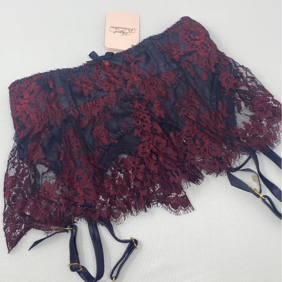 Agent Provocateur Carline Wine Navy Suspender AP2 Small NWT $475 - Picture 2 of 10